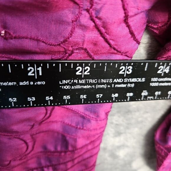 Chico's Design Sz XL Silk Blouse Reflective Pink Beaded Embroidery - Picture 8 of 13